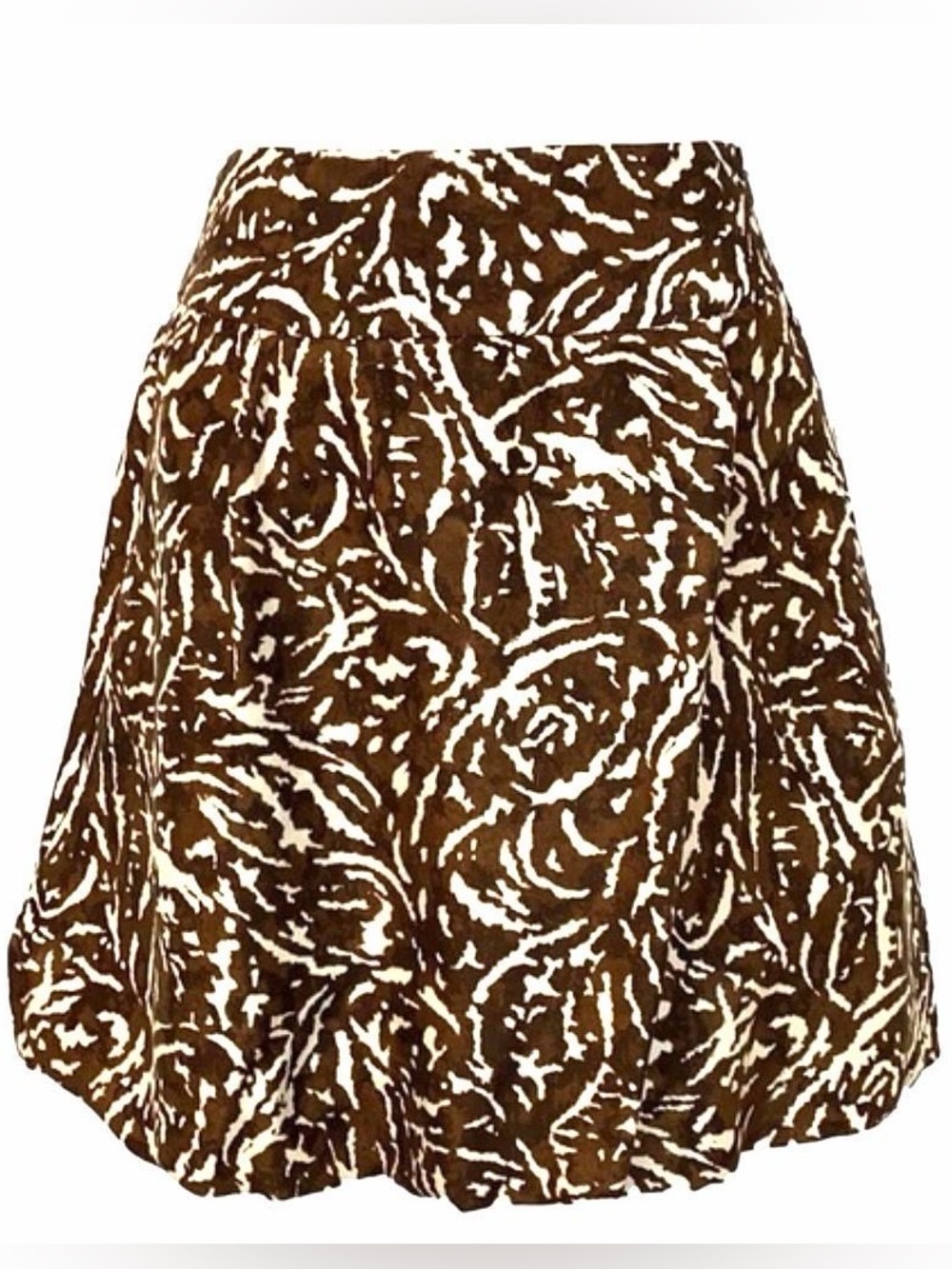 EUC Banana Republic Brown & Cream Silk Bubble Skirt - Size 6